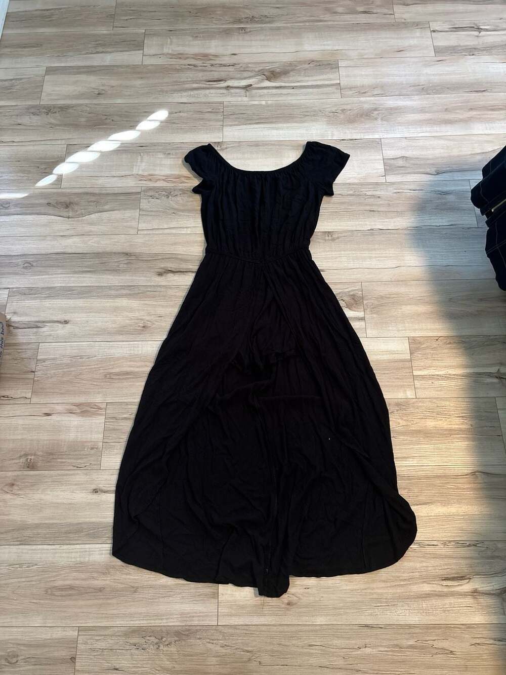 Joe B Black Short Sleeve Maxi Romper with Skirt Overlay Size L